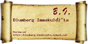 Blumberg Immakuláta névjegykártya